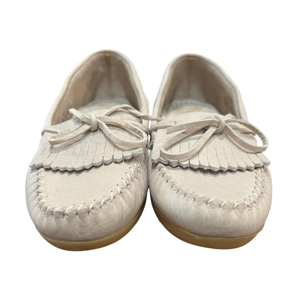 Dexter Women's Vintage USA Made Beige Leather Kiltie Moccasin Loafers  US 9.5
